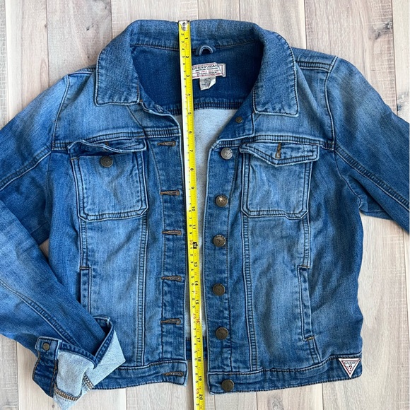 Guess Classic Distressed Crop Jean Jacket Y2K women’s size medium - Picture 7 of 11